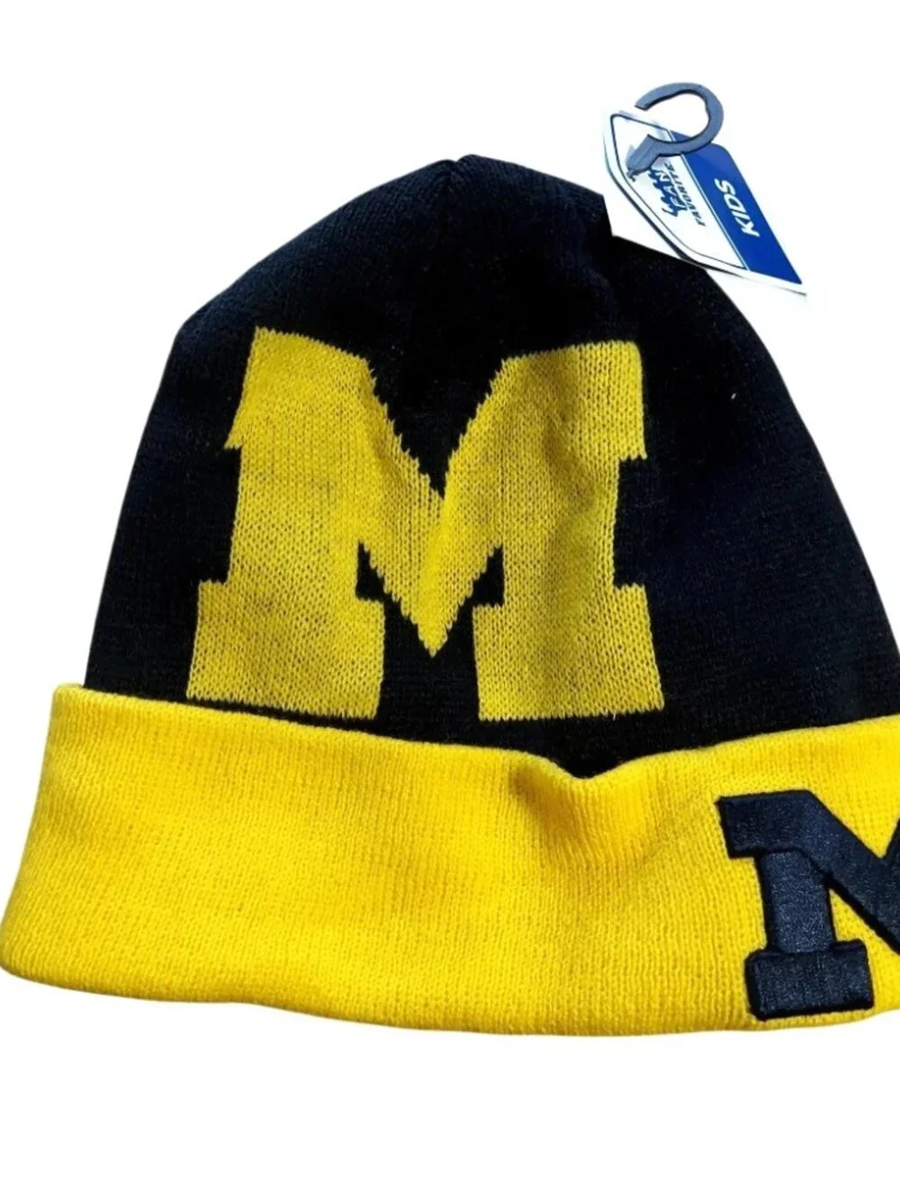 Michigan Wolverines Kids Hat Knit Roll Cuff Pom New Fan Favorite
